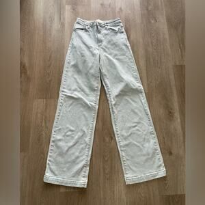Abrand A 94 High & Wide blue high rise wide leg zip fly stretch denim jeans 26
